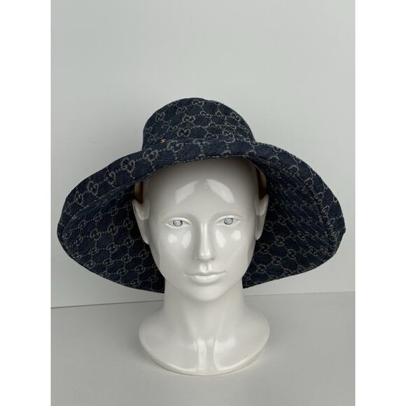 Gucci Blue Denim Wide Brim Hat - Picture 2 of 10